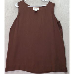 Diane von Furstenberg Tank Top Women's Medium Brown Silk Sleeveless Round Neck‎